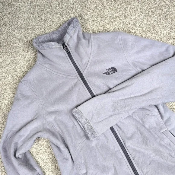 The North Face Morning Glory Fleece Jacket Gray Full Zip Mock Neck Women's M - Picture 1 of 8